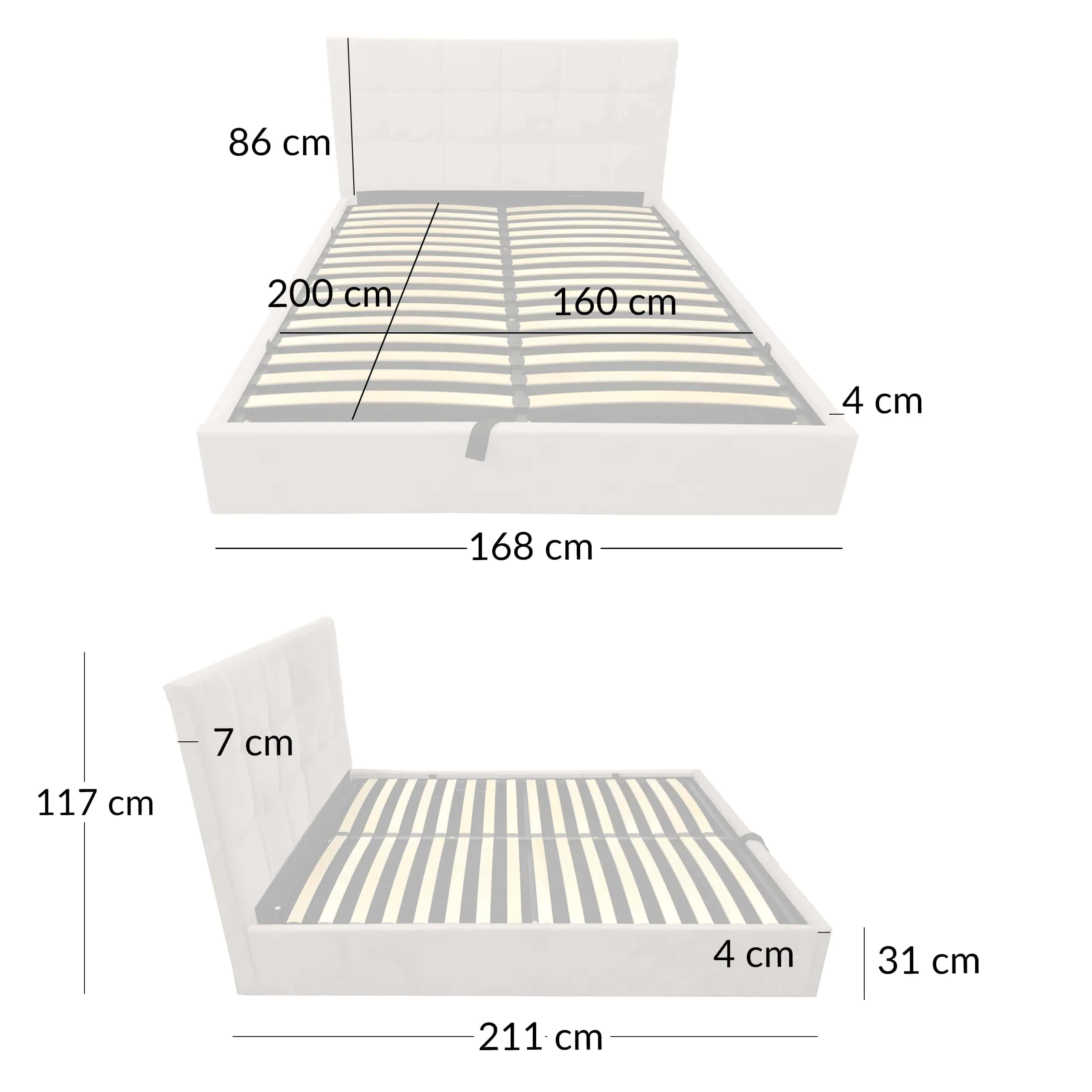 LT104 Łóżko Modulo 160x2x117 taupe – miniatura 5