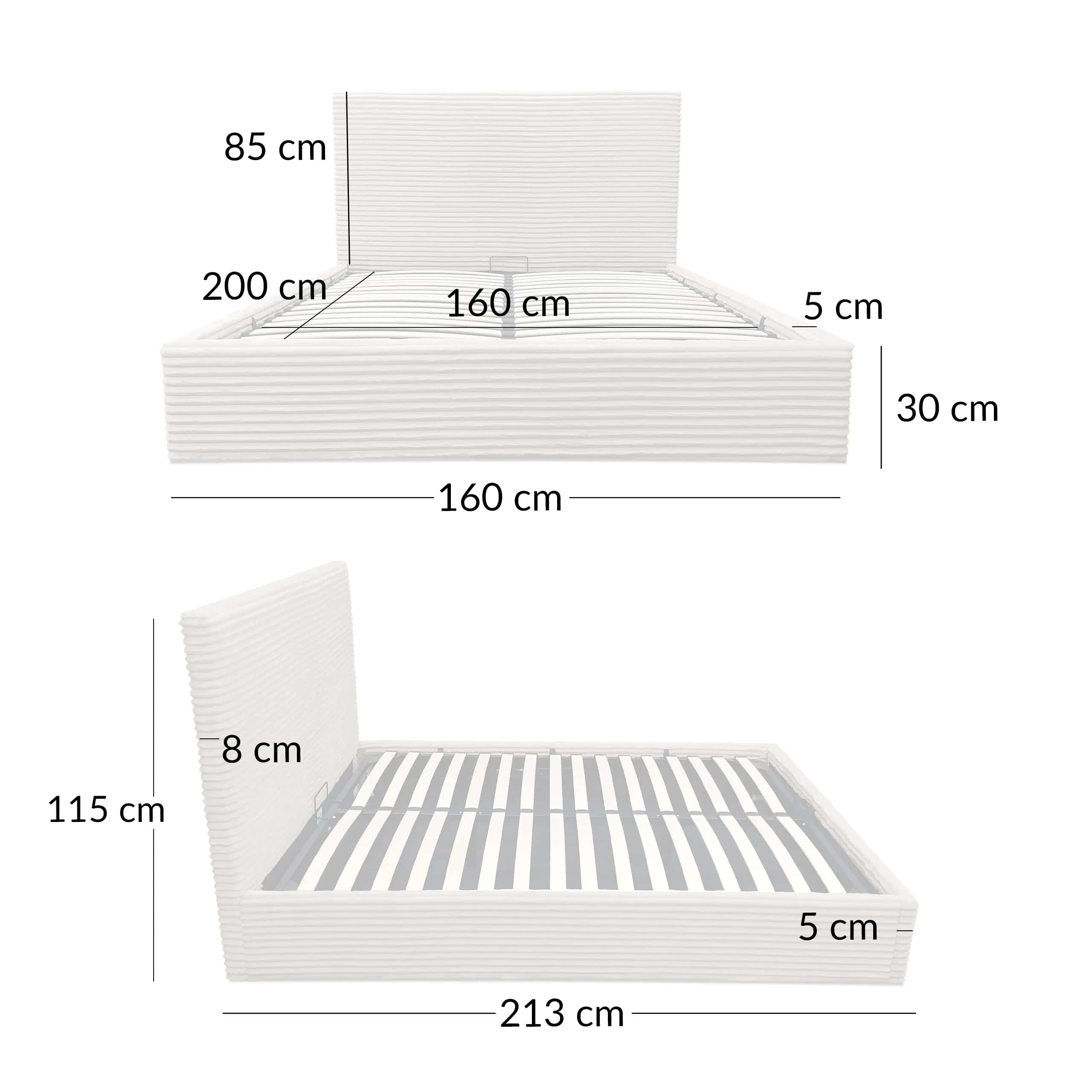LT100 Łóżko Cordo 160x2x115 taupe – miniatura 2
