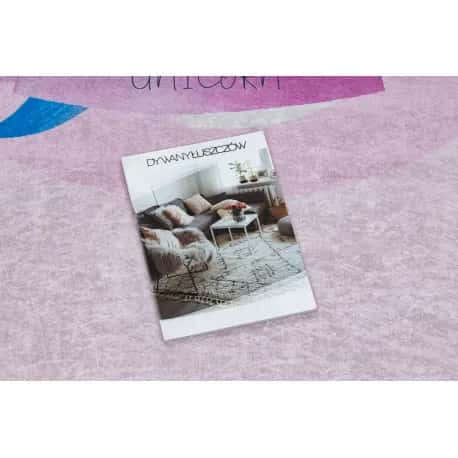 Dywan do prania BAMBINO 2533 Jednorożec, tęcza dla dzieci, antypoślizgowy - różowy – miniatura 3