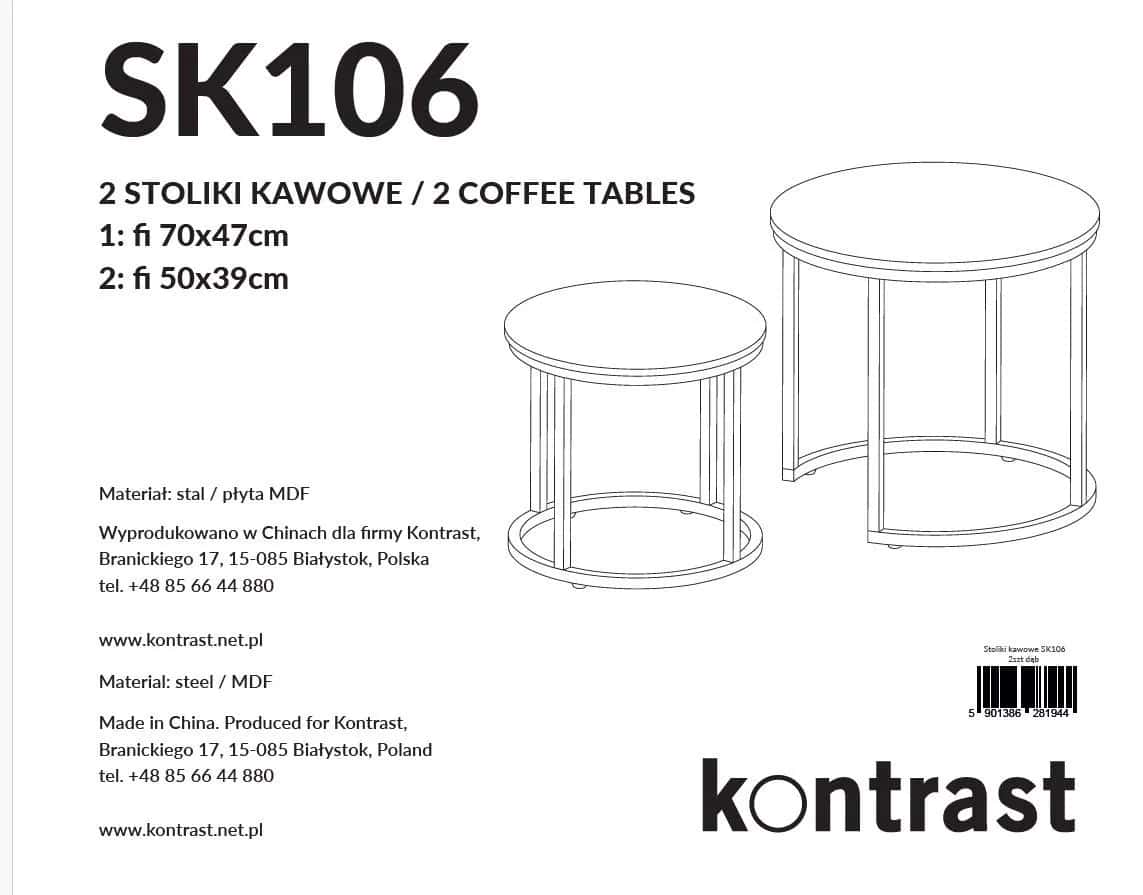 Stolik kawowy okrągły i KIRA 2szt dąb – miniatura 15