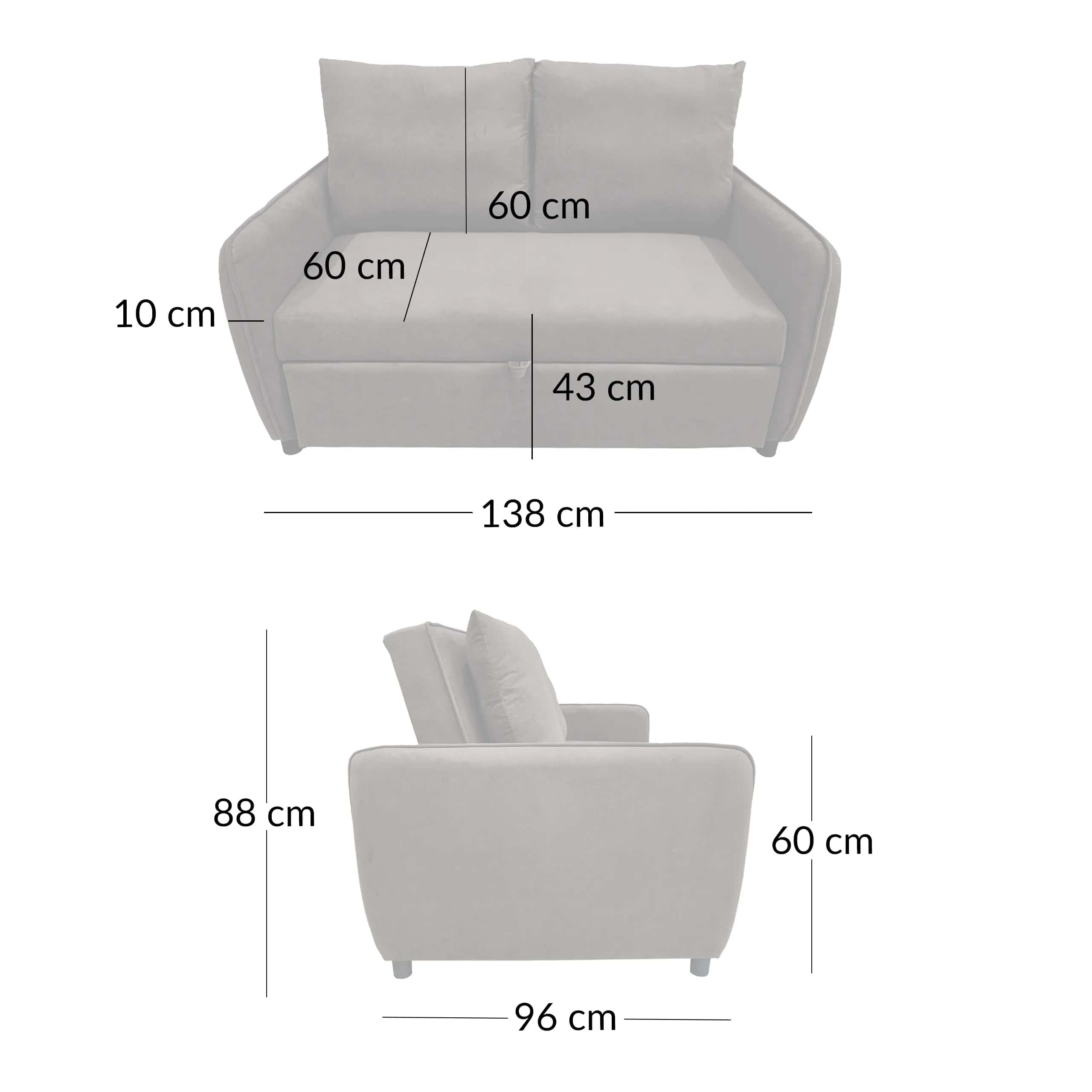 Sofa welur SUSANNE brąz – miniatura 9