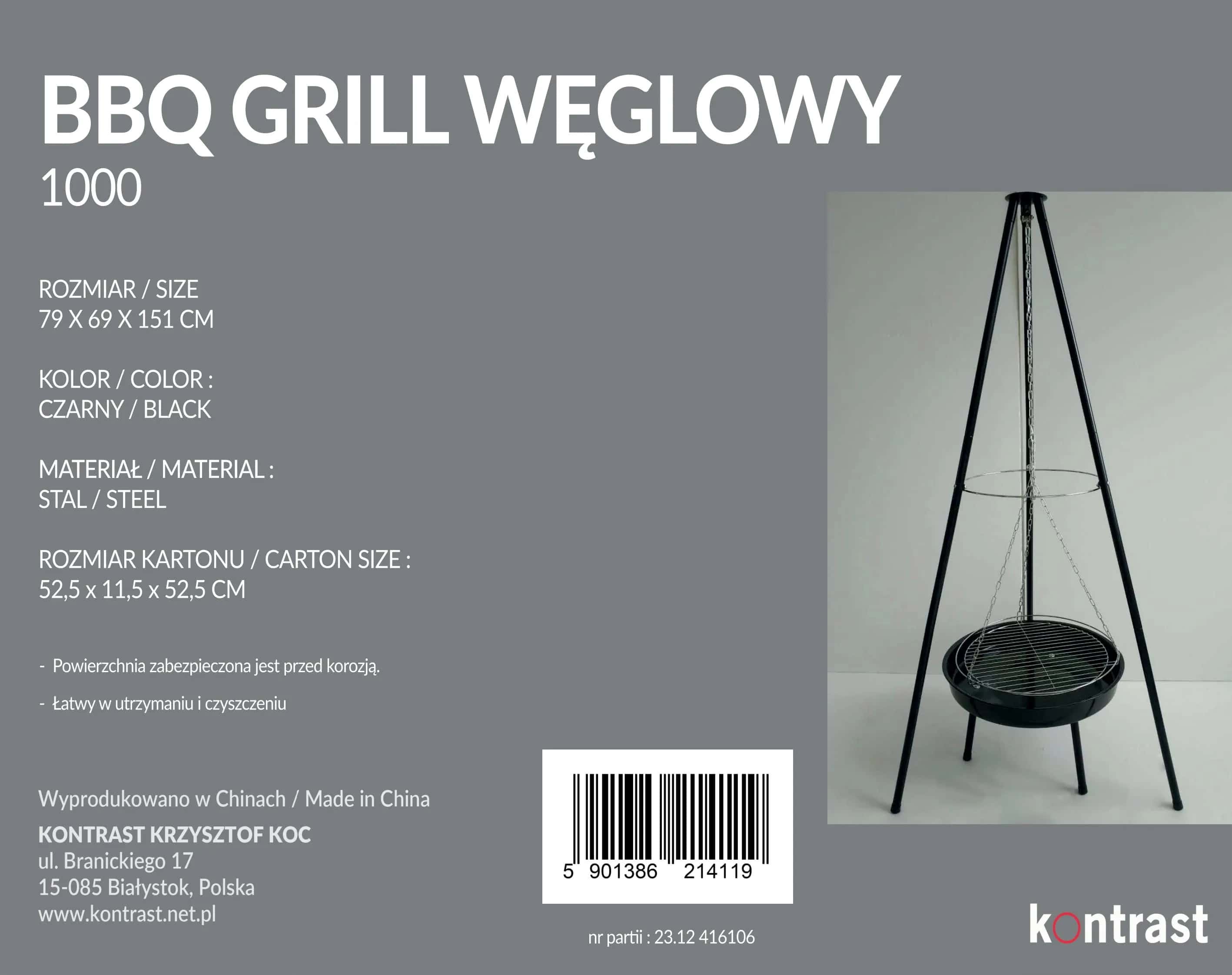 BBQ1000 grill węglowy – miniatura 2
