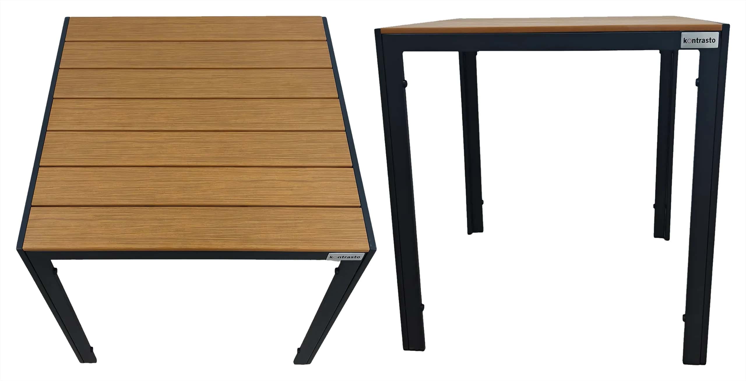 Stół ogrodowy na taras z blatem polywood Allen-ST 70x70 naturalny – miniatura 3