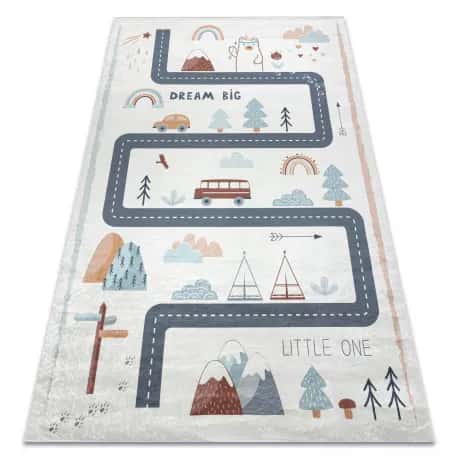 Dywan do prania BAMBINO 46980 Las, ulice, uliczki dla dzieci, antypoślizgowy - biały / zielony – miniatura 1