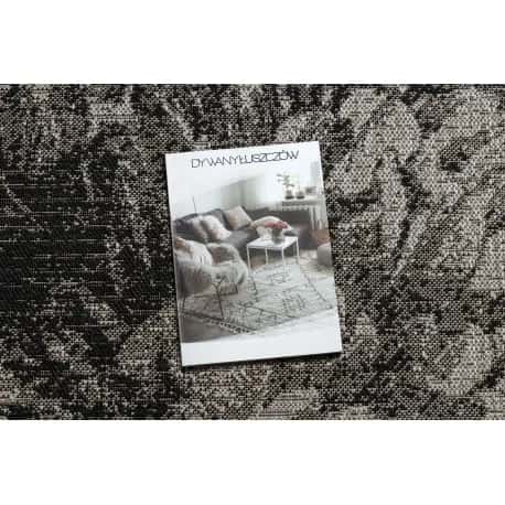 DYWAN SZNURKOWY SIZAL FLOORLUX 20491 KWIATY srebrny / czarny – miniatura 3