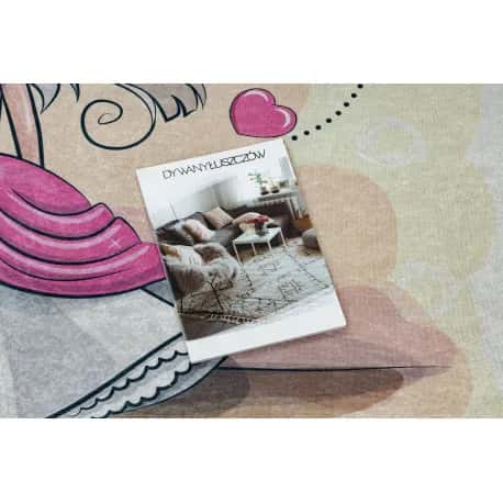 Dywan do prania BAMBINO 43020 Księżniczka, serca dla dzieci, antypoślizgowy - krem / różowy – miniatura 3