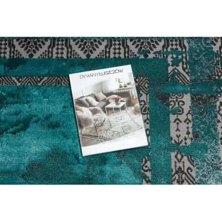 Dywan DE LUXE nowoczesny 1516 Ramka vintage przecierany - Strukturalny zielony / antracyt – miniatura 2