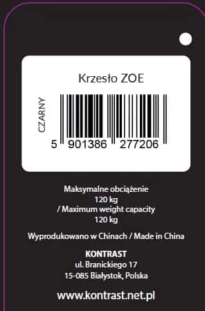 Krzesło tapicerowane skandynawskie do jadalni czarne ZOE – miniatura 2