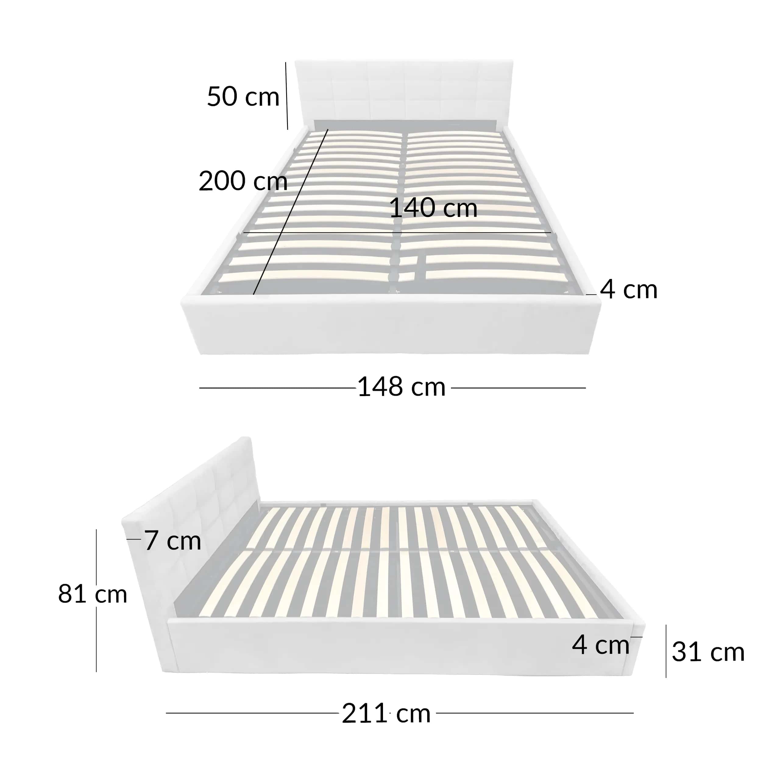 LT104 Łóżko Modulo 140x2x81 szary – miniatura 5
