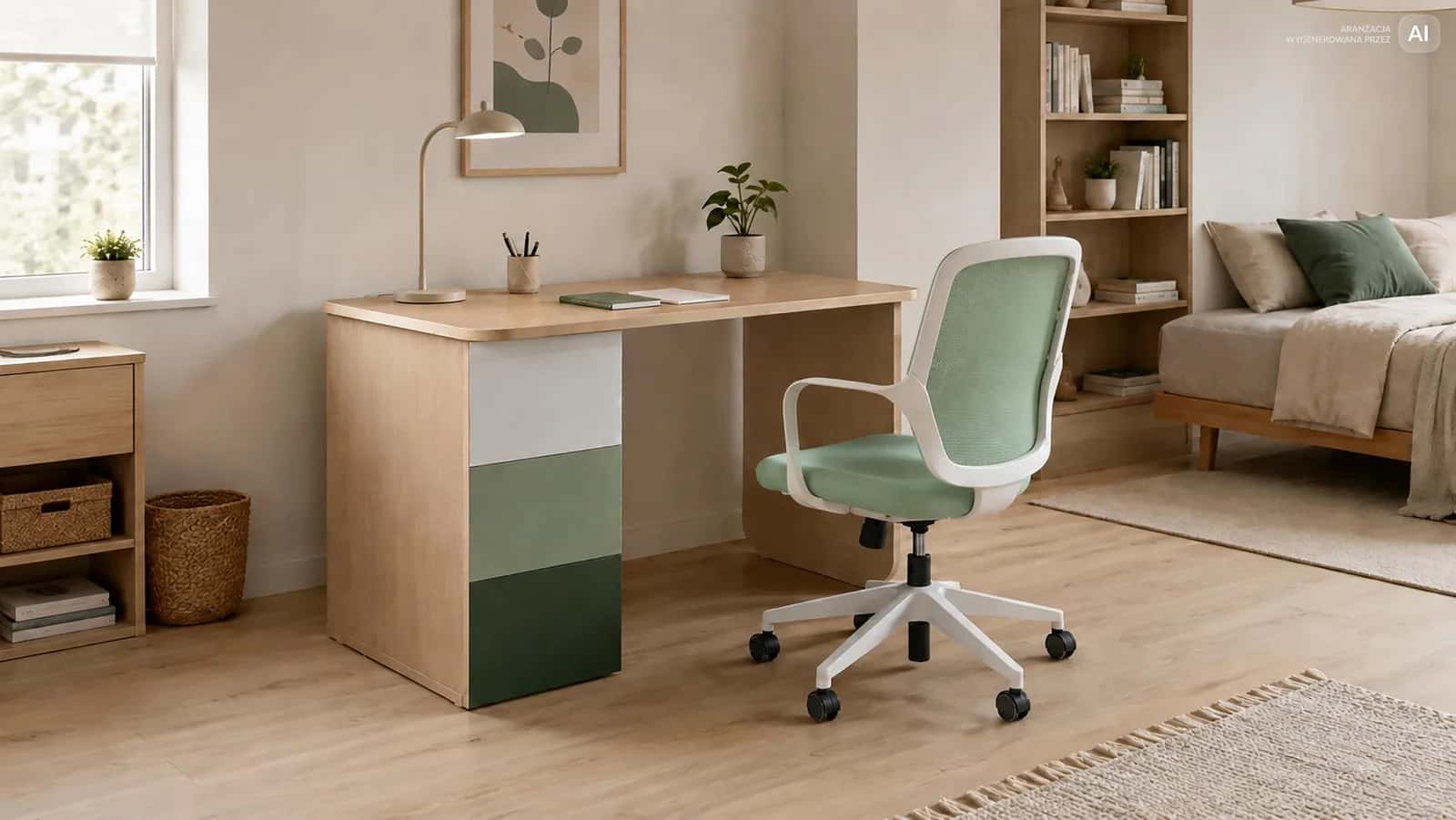 BB100 Biurko120x50 jesion/zielony – miniatura 7