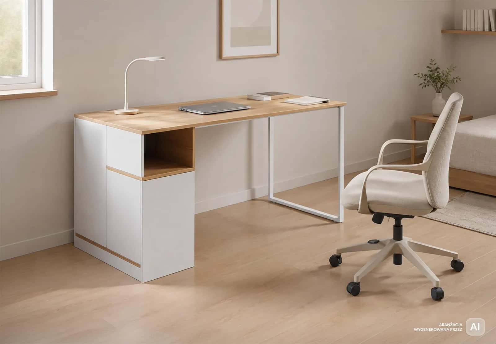 BB101 Biurko 120x60 jesion/białe – miniatura 6