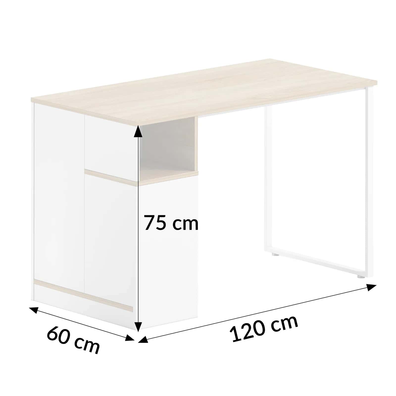 BB101 Biurko 120x60 jesion/białe – miniatura 2
