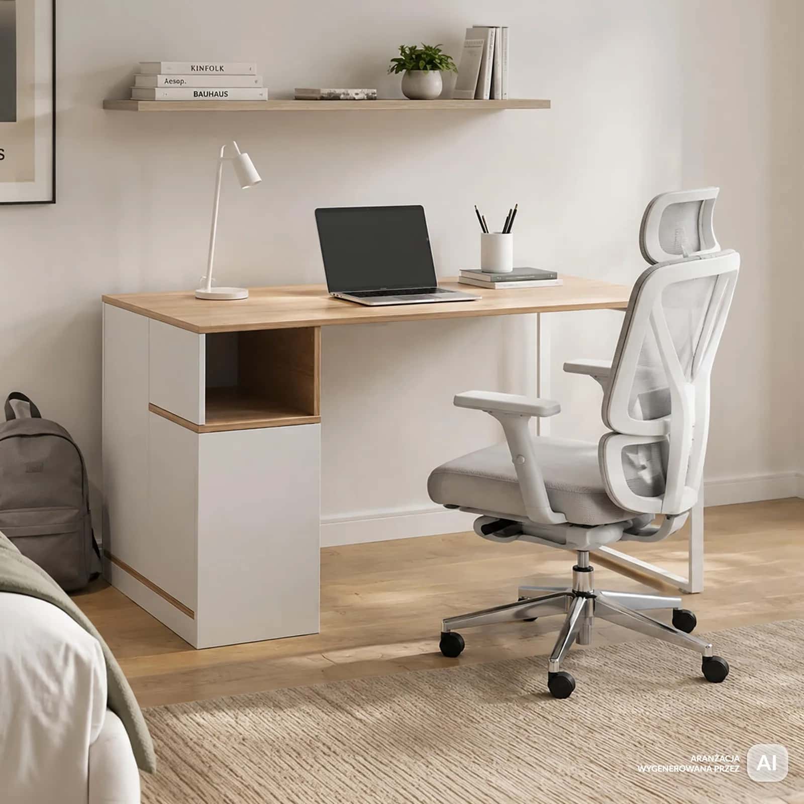 BB101 Biurko 120x60 jesion/białe – miniatura 9