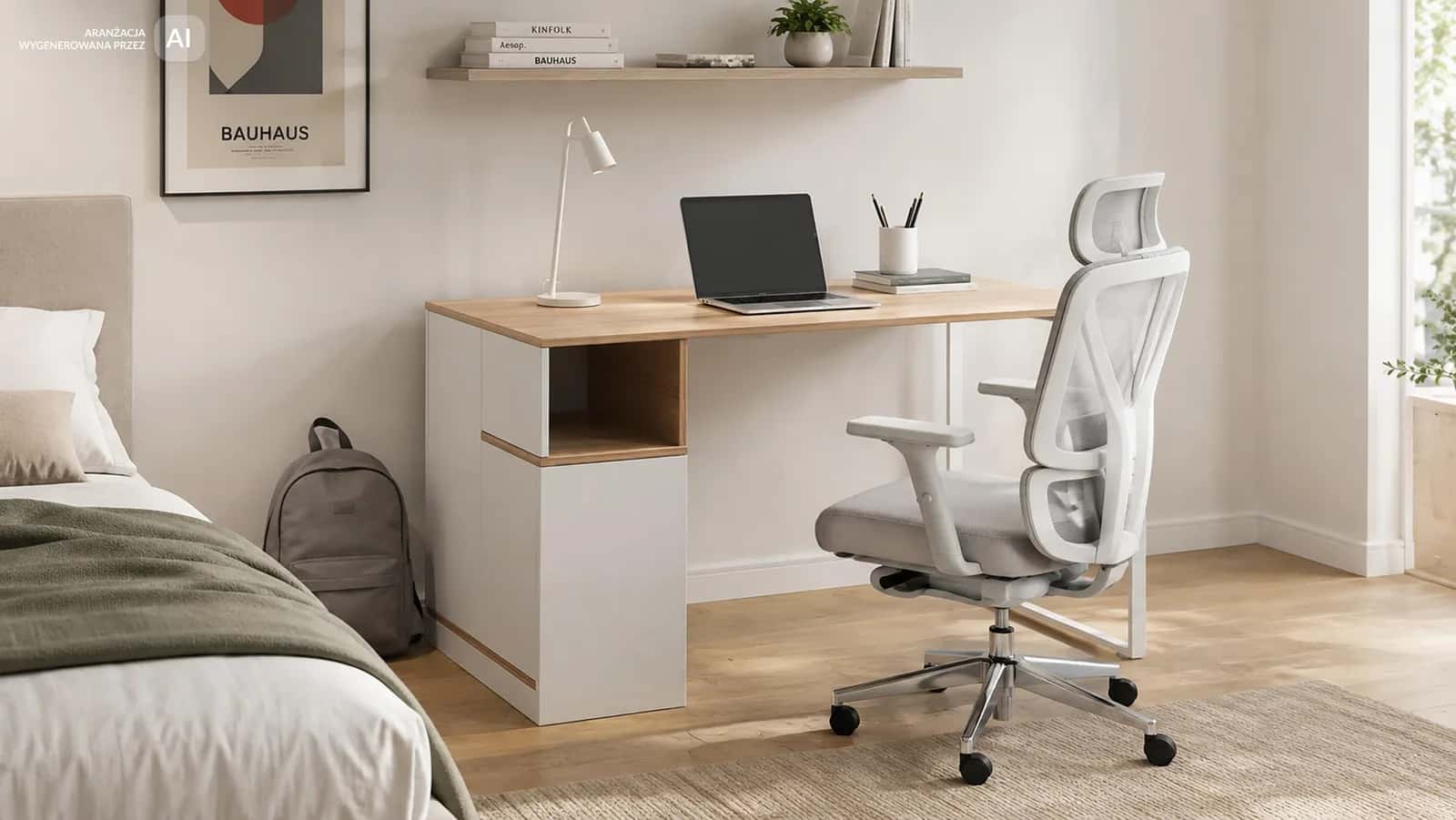 BB101 Biurko 120x60 jesion/białe – miniatura 7