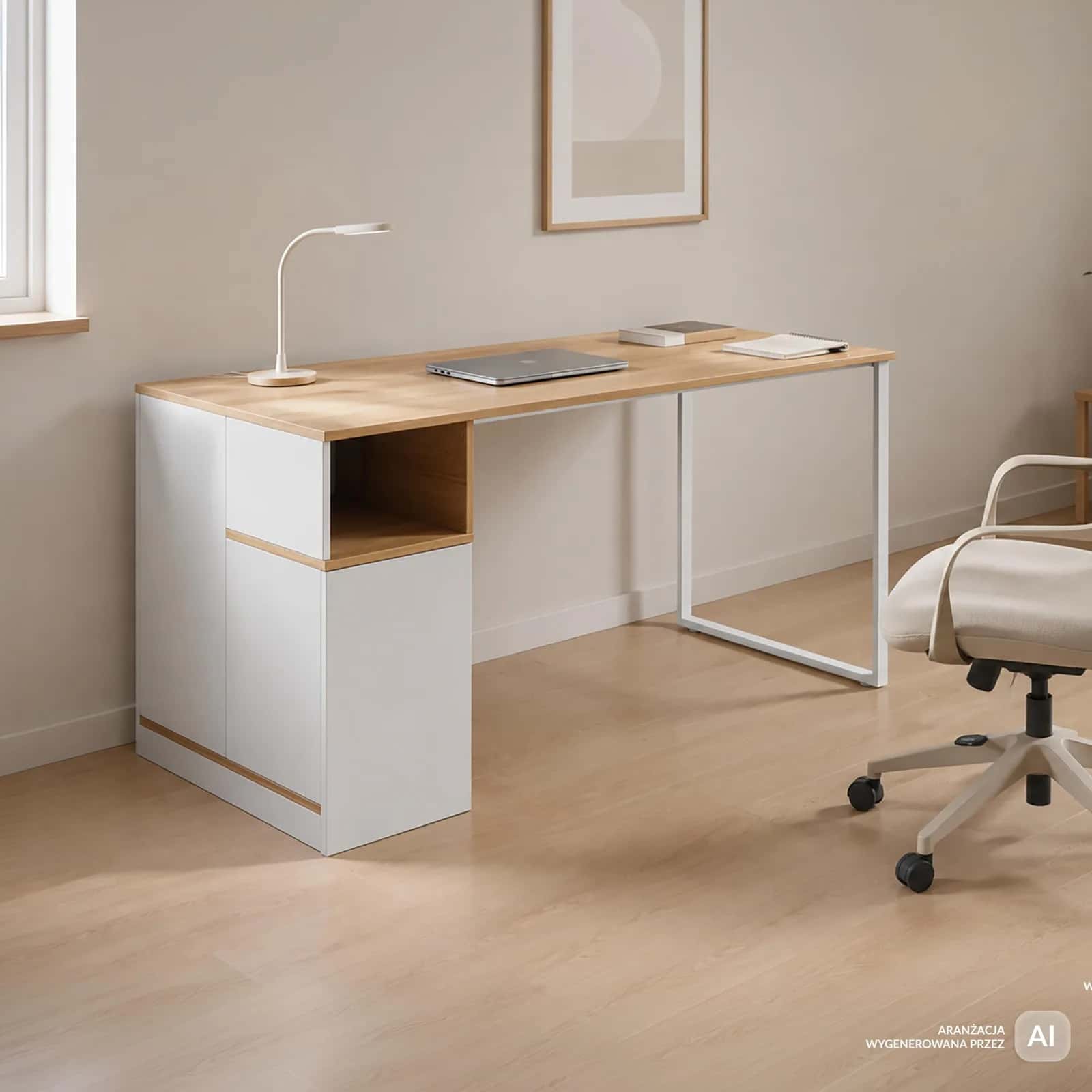 BB101 Biurko 120x60 jesion/białe – miniatura 8