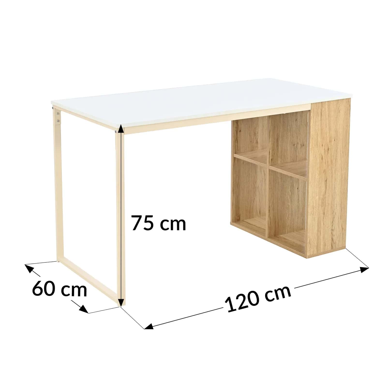 BB104 Biurko 120x60 białe/dąb – miniatura 2