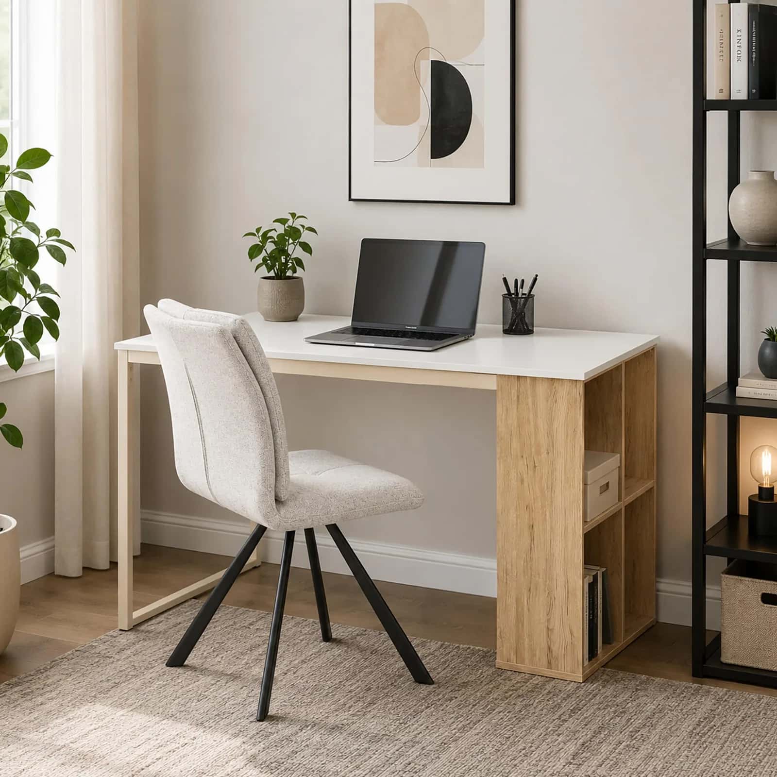 BB104 Biurko 120x60 białe/dąb – miniatura 9