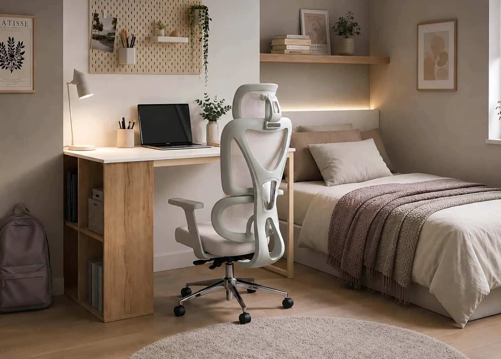 BB104 Biurko 120x60 białe/dąb – miniatura 8