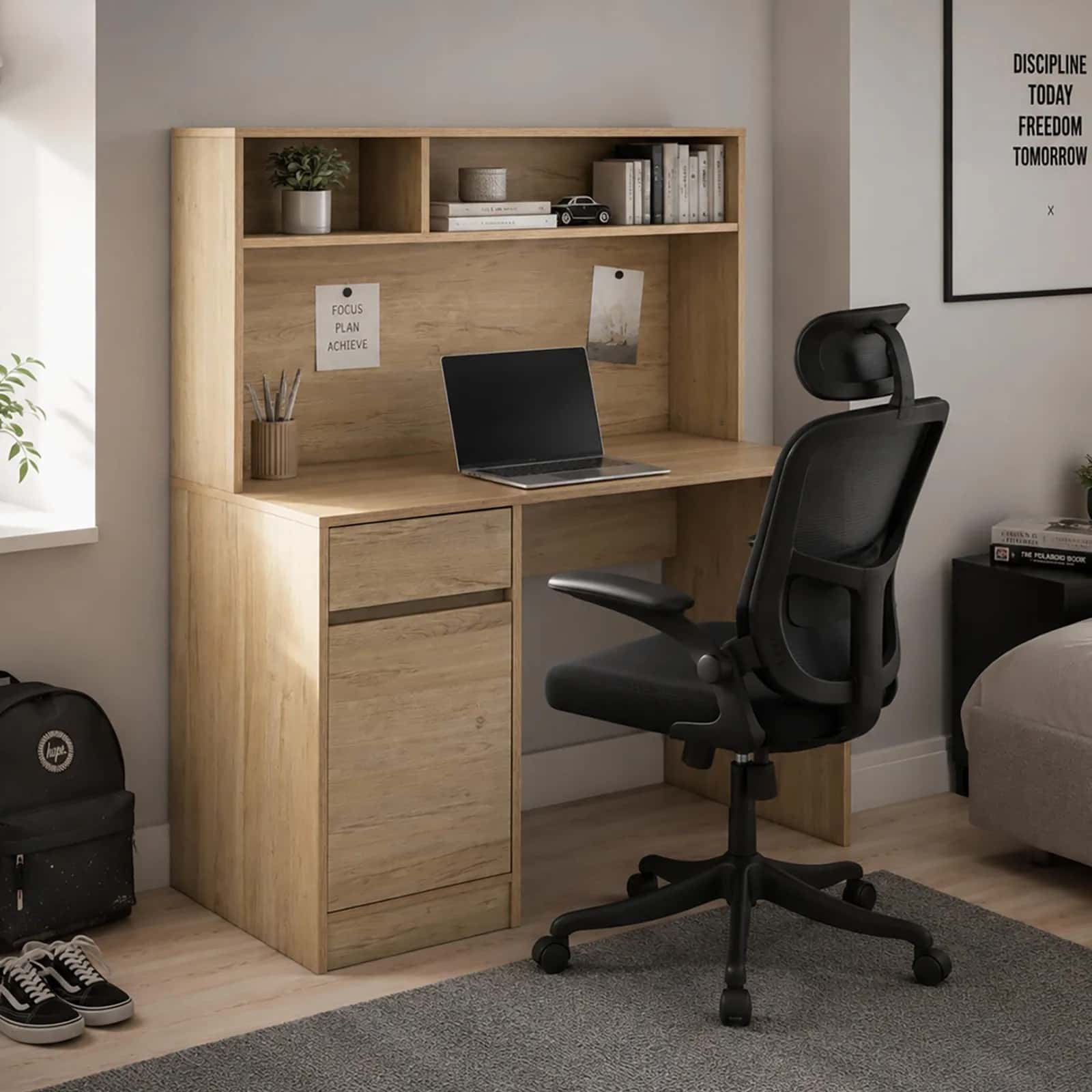 BB105 Biurko z nadstawką 110x50x135 dąb – miniatura 9