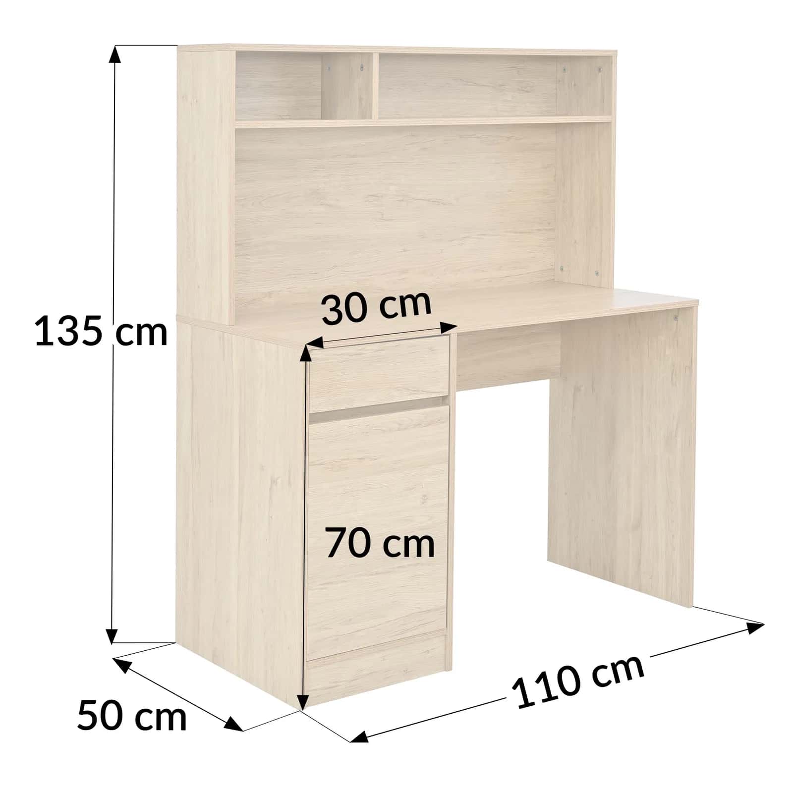 BB105 Biurko z nadstawką 110x50x135 dąb – miniatura 2