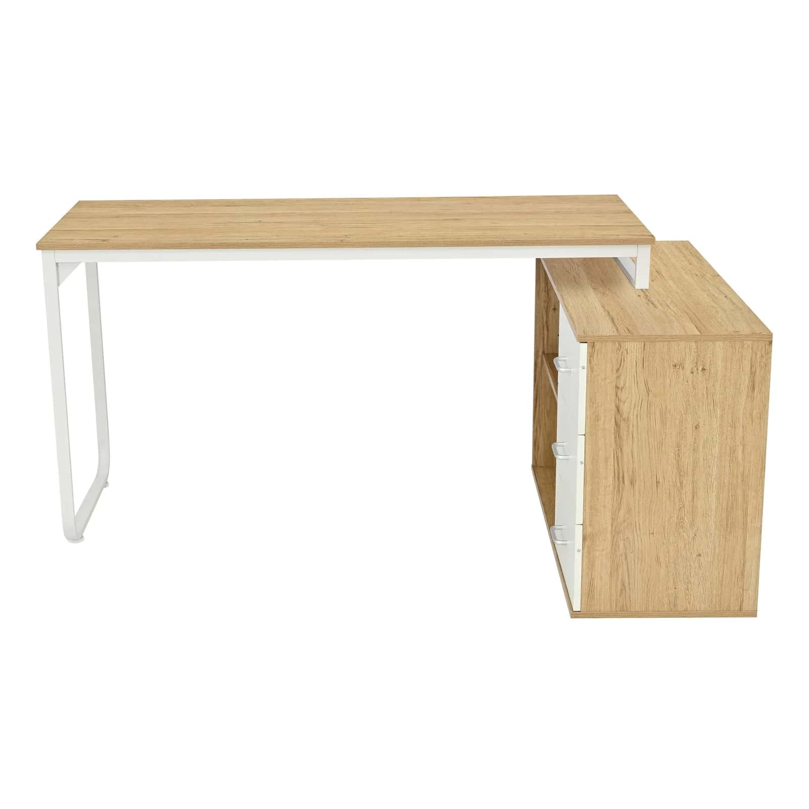 BB106 Biurko przesuwne 140x105 dąb/białe – miniatura 4