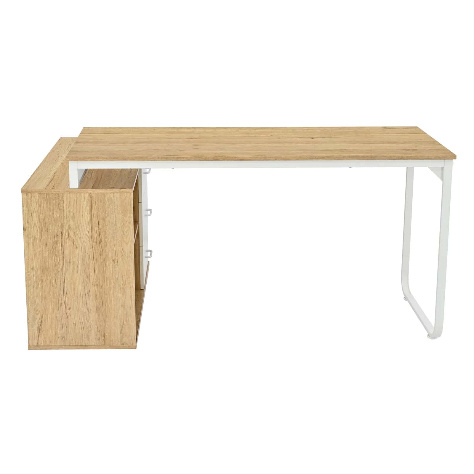 BB106 Biurko przesuwne 140x105 dąb/białe – miniatura 6
