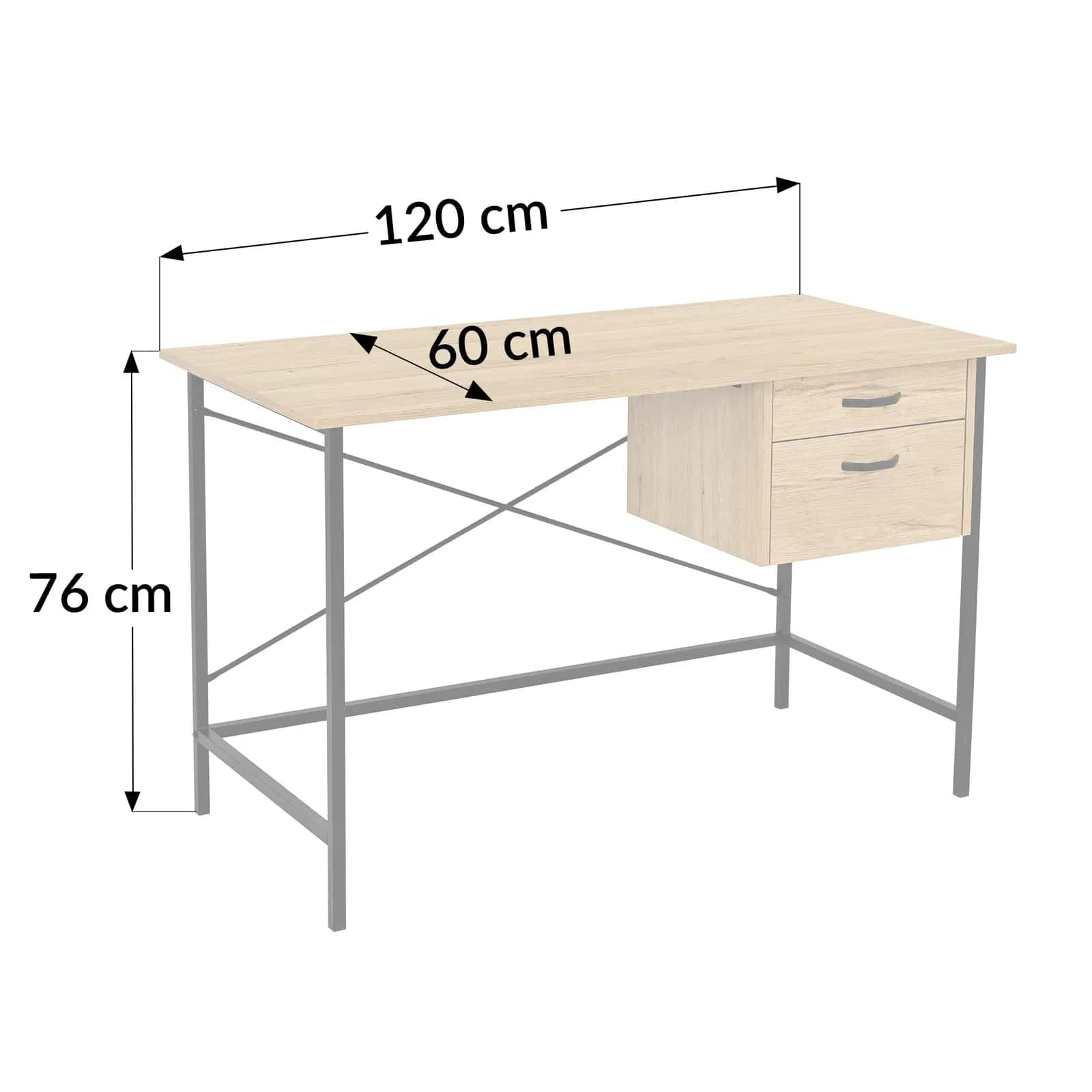BB107 Biurko 120x60 dąb nogi czarne – miniatura 2