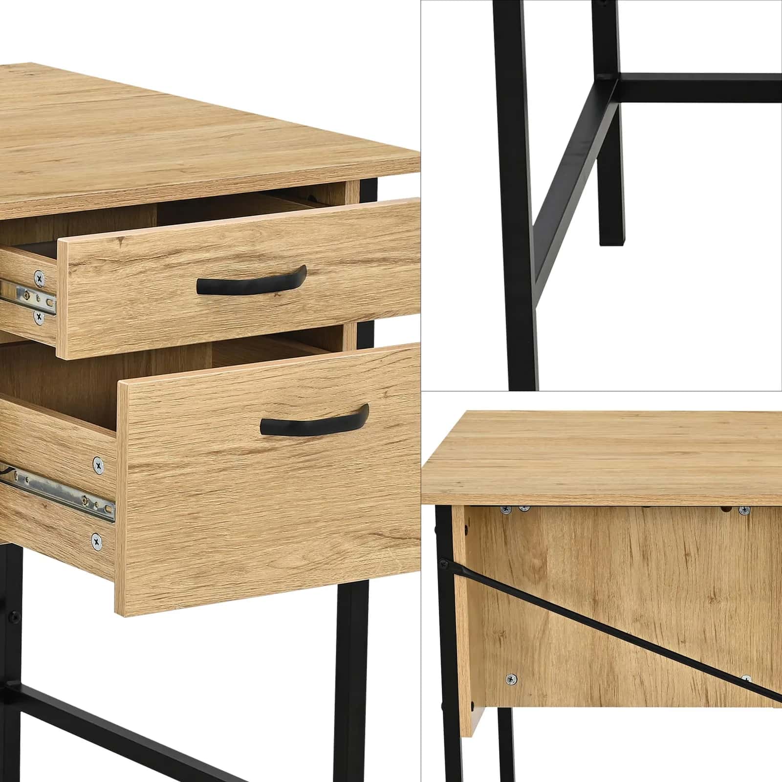 BB107 Biurko 120x60 dąb nogi czarne – miniatura 6