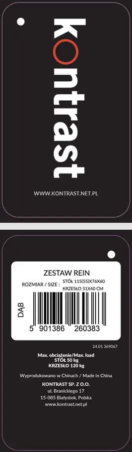 Zestaw REIN stół 115(55)x76x60; krzesło – miniatura 3