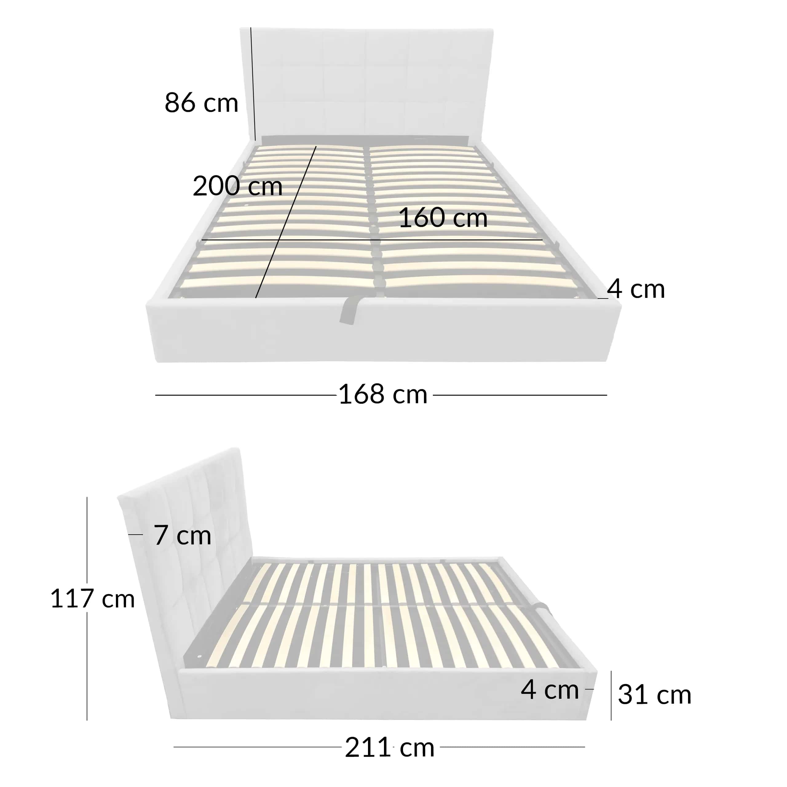 LT104 Łóżko Modulo 160x2x117 szary – miniatura 5