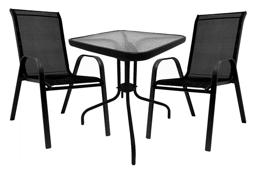 Zestaw mebli ogrodowych BERGAMO 60x60 cm 2os. CZARNY – miniatura 1