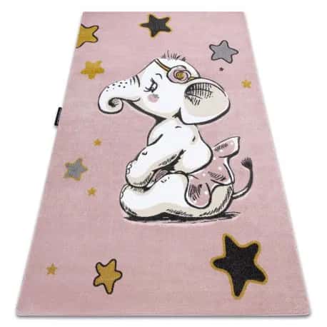 Dywan PETIT ELEPHANT SŁONIK GWIAZDKI różowy – miniatura 1