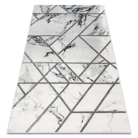 Dywan EMERALD ekskluzywny 0085 glamour, stylowy marmur, geometryczny biały / srebrny – miniatura 1