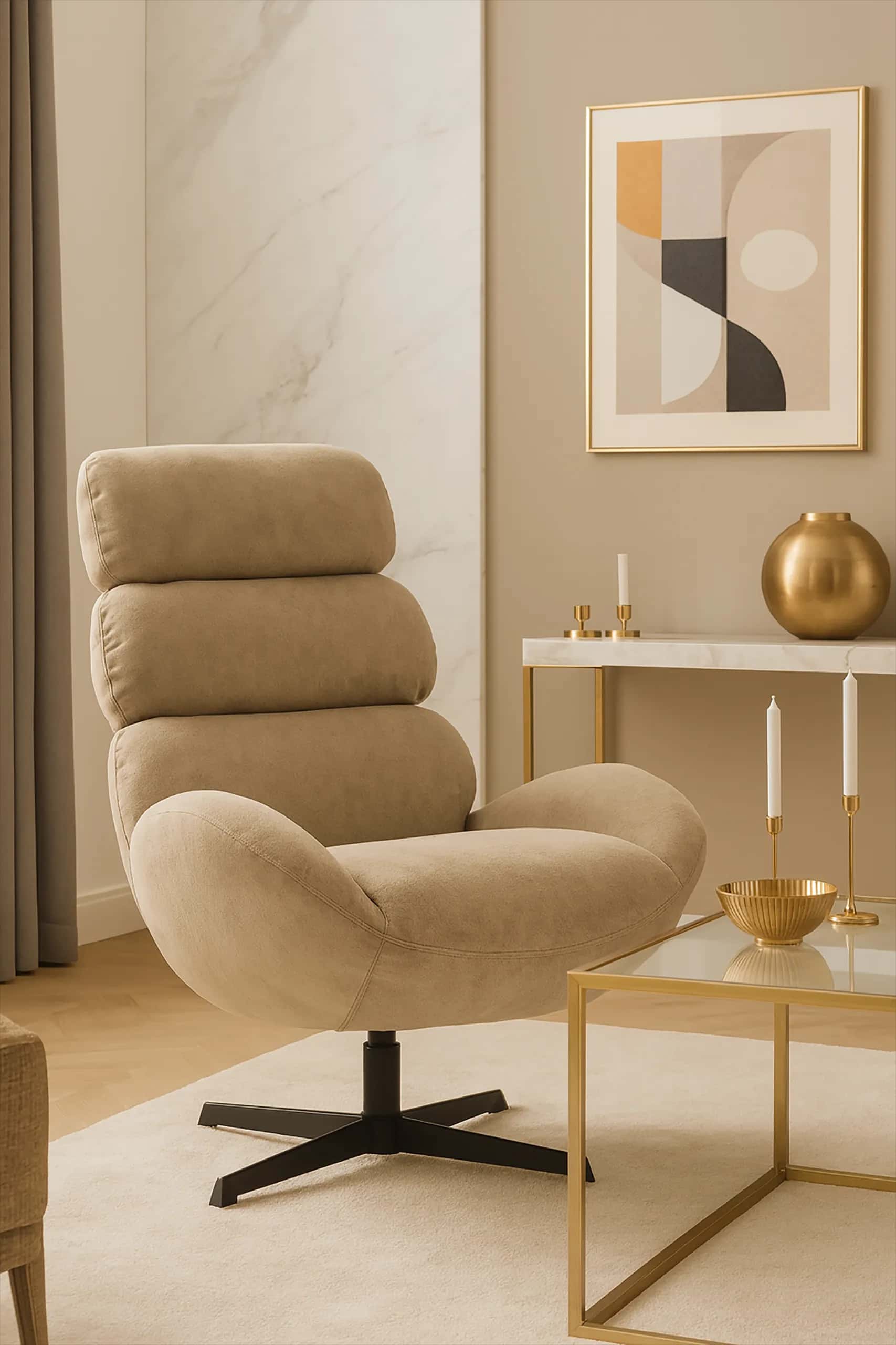 Fotel welur ANNIKA taupe – miniatura 9