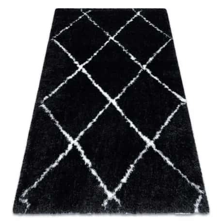 Dywan FLUFFY 2373 shaggy kratka, trellis - antracyt / biały – miniatura 1