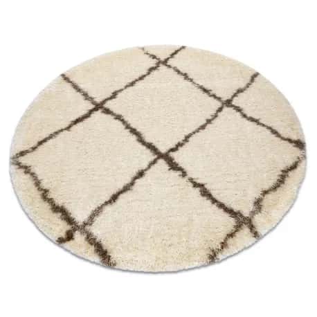 Dywan FLUFFY 2373 koło shaggy kratka, trellis - krem / beż – miniatura 1