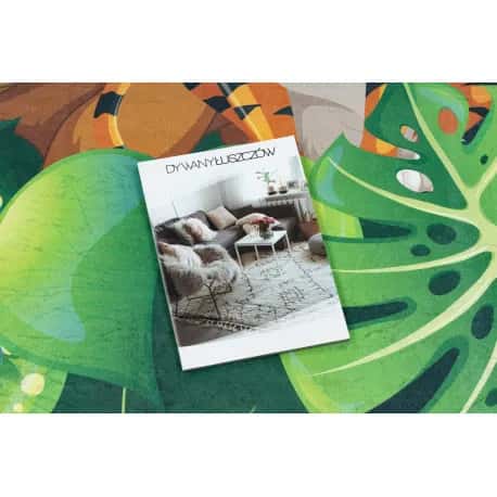 Dywan do prania BAMBINO 2651 Zwierzęta, dżungla dla dzieci, antypoślizgowy - zielony / brązowy – miniatura 3