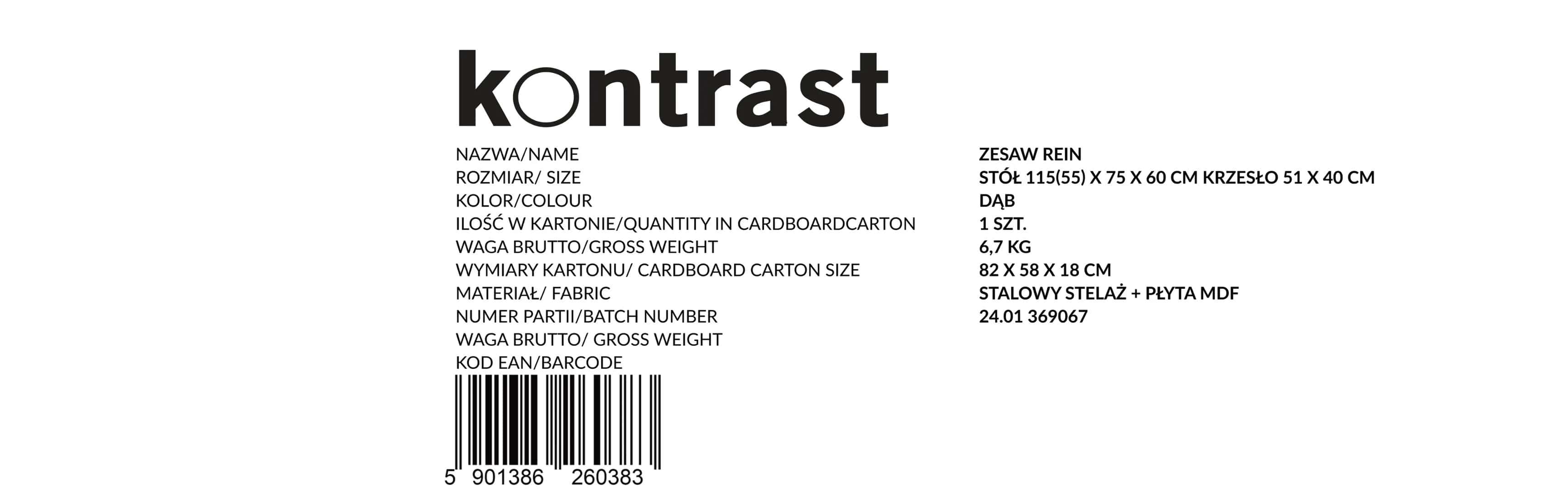 Zestaw REIN stół 115(55)x76x60; krzesło – miniatura 2