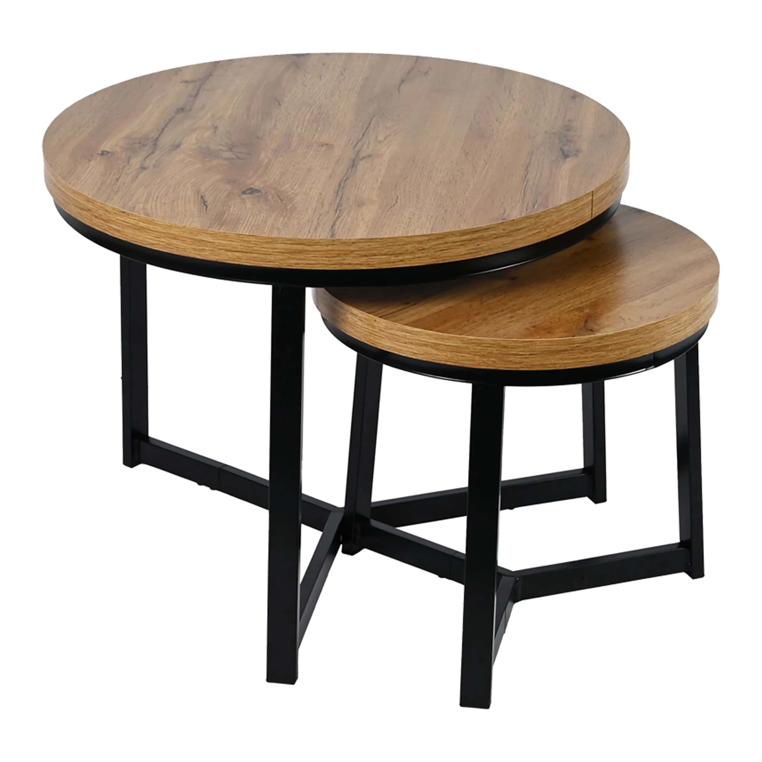 Stolik kawowy okrągły 2szt DĄB SK112D 60x47/40x39cm – miniatura 6