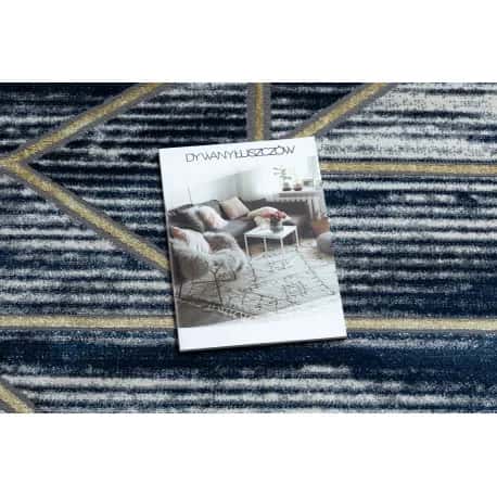 Dywan DE LUXE nowoczesny 462 Geometryczny - Strukturalny granatowy / złoty – miniatura 2