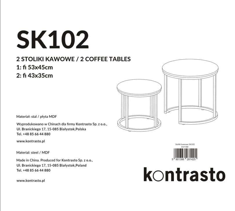 Stolik kawowy okrągły BRETT 2szt Ø53×45/Ø 43×35 dąb – miniatura 15