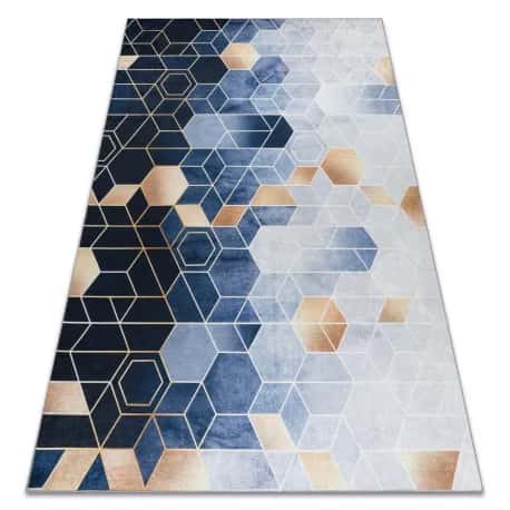 Dywan do prania ANDRE 1216 Kostka, geometryczny antypoślizgowy – miniatura 1