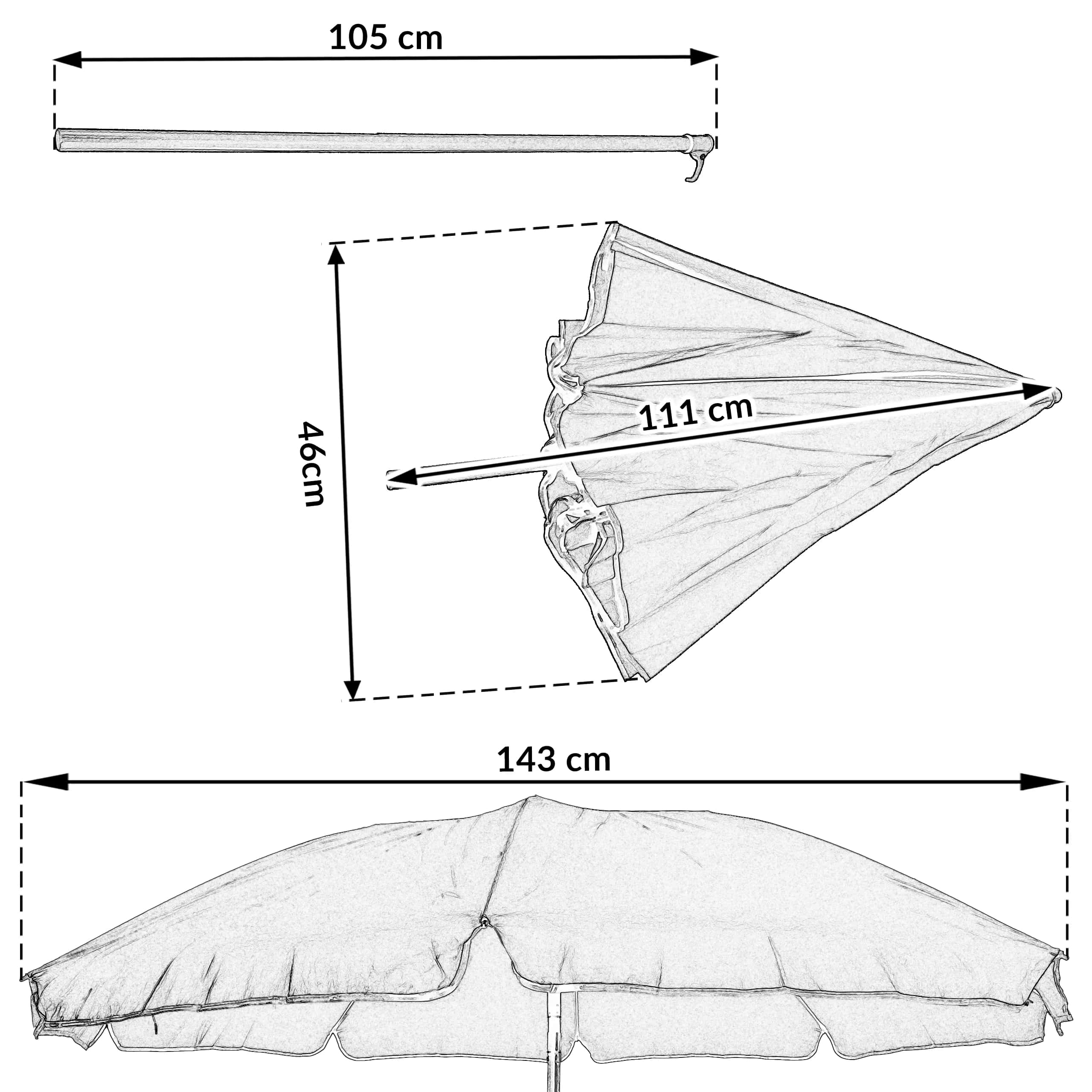 Zestaw mebli ogrodowych z parasolem CHILE 4os. czarny – miniatura 2