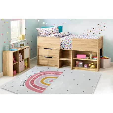 Dywan do prania BAMBINO 47810 Tęcza, kropki dla dzieci, antypoślizgowy - biały / różowy – miniatura 2