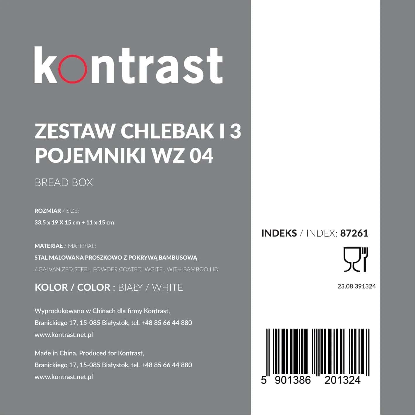 Chlebak zestaw i z pojemnikiem ARMIN 3 biały – miniatura 11