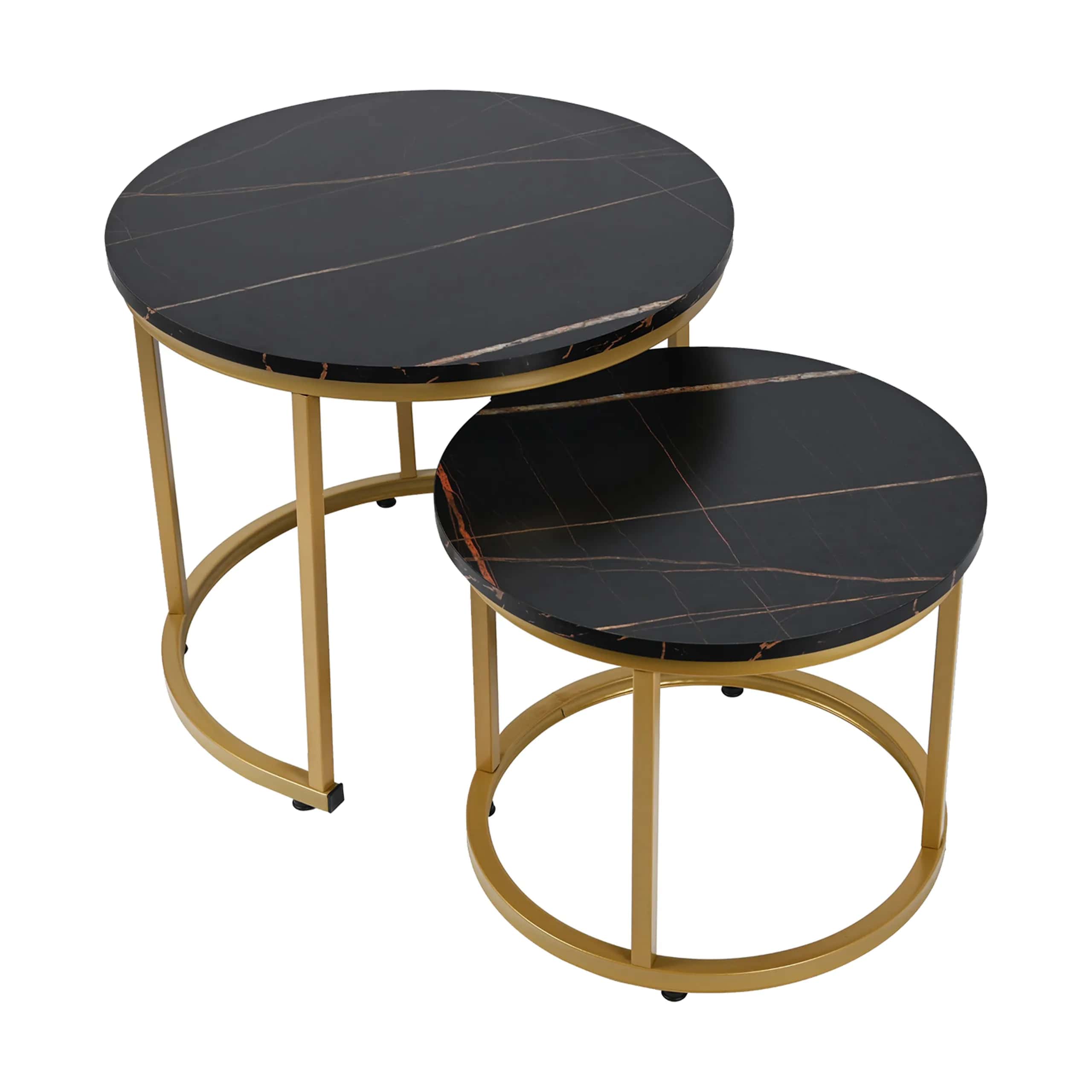 Stolik kawowy okrągły marmur KIRSTEN 2szt 53×45/43×35cm czarny – miniatura 11