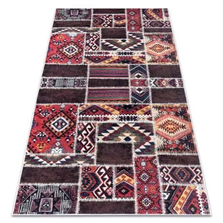 Dywan do prania ANDRE 2305 Orientalny patchwork, antypoślizgowy - bordo / brązowy – miniatura 1