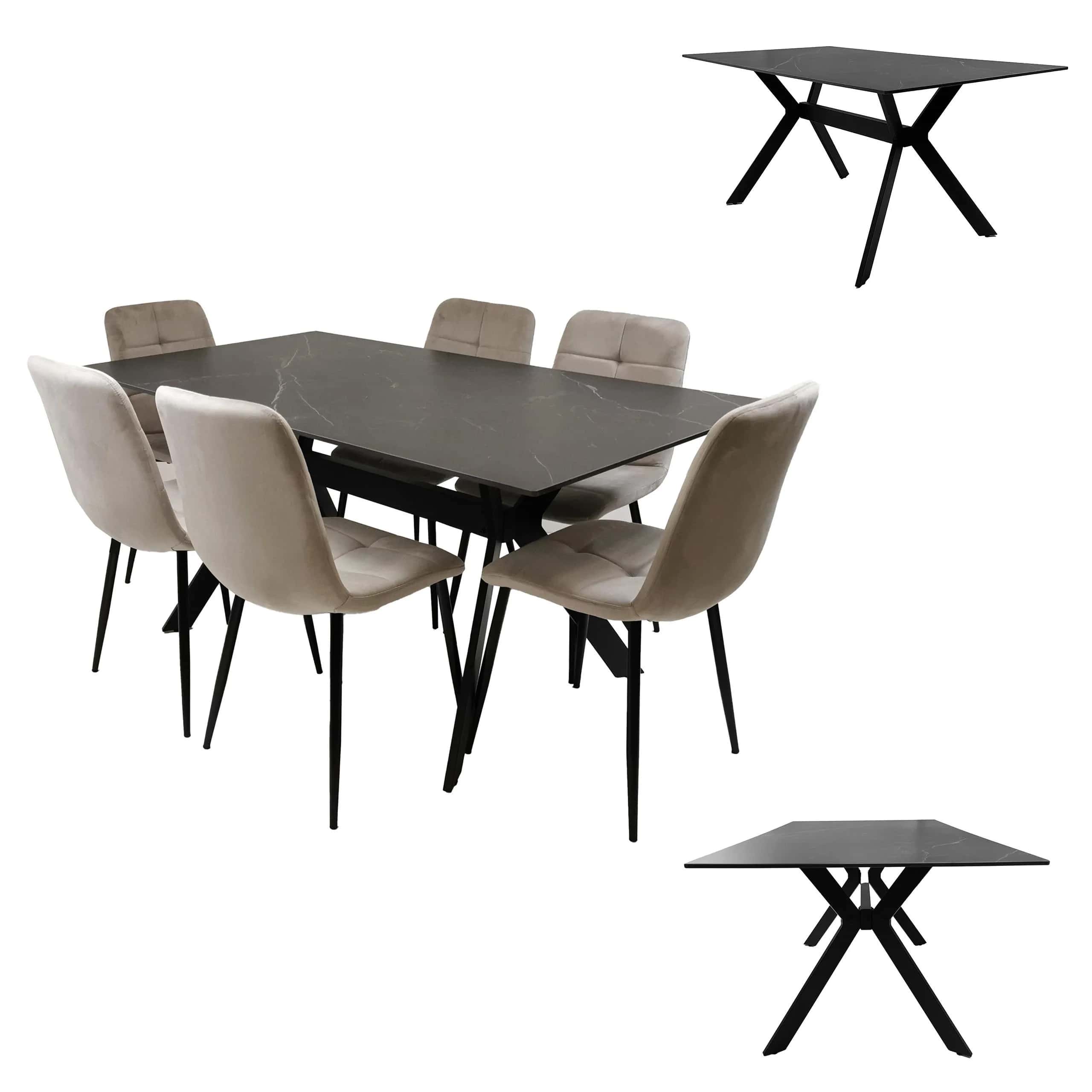 Stół do jadalni loft marmur/stal MAX 160x90x76 cm – miniatura 8