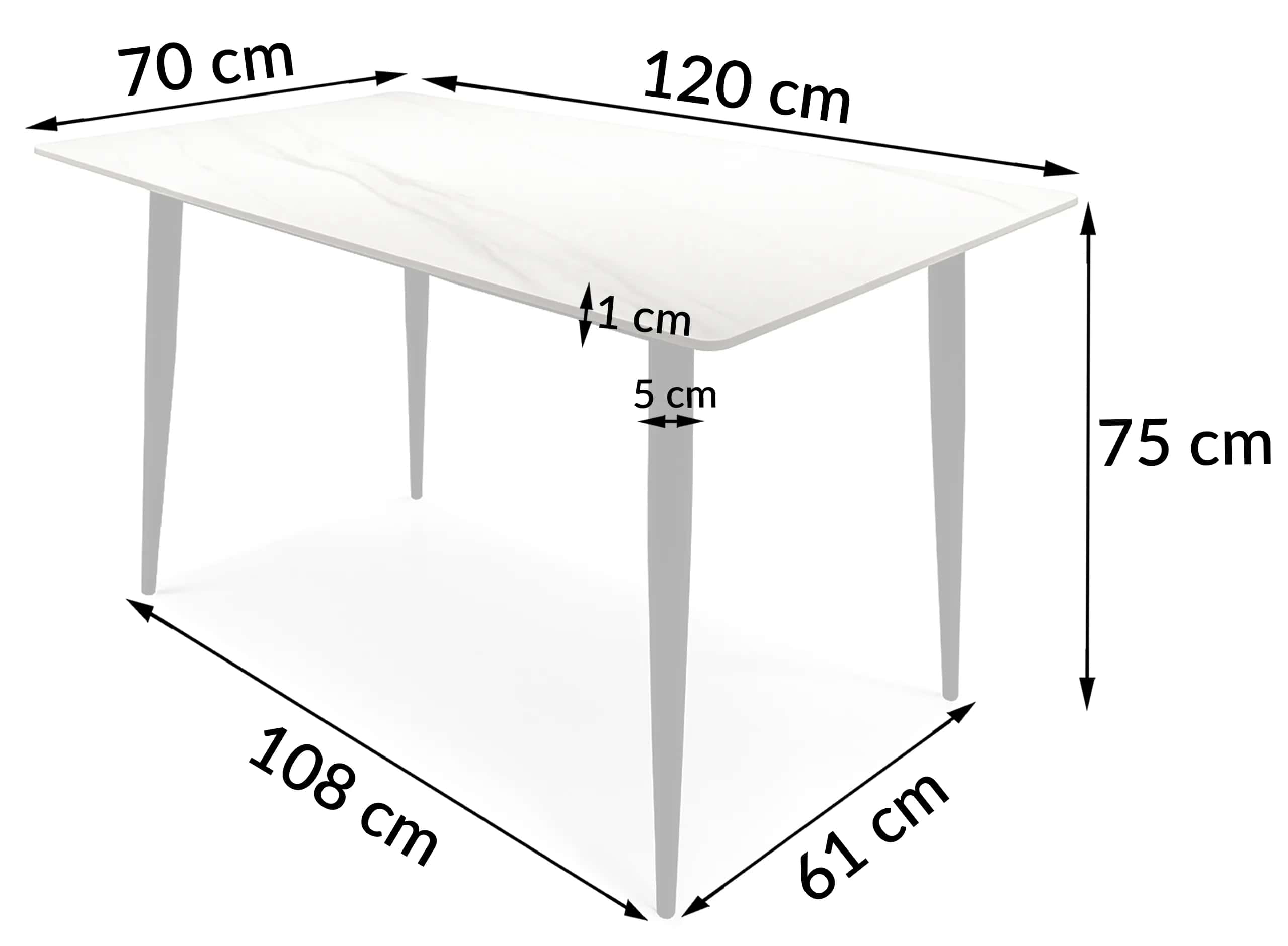 Stół do jadalni kuchni beż Satuario 120x70x75 – miniatura 4