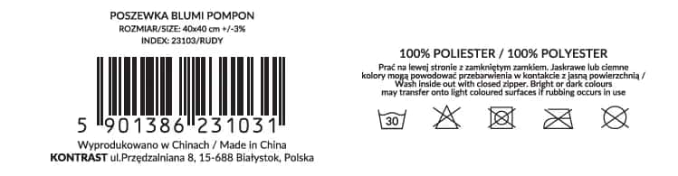 Poszewka BLUMI POMPON 40x40 RUDY – miniatura 3